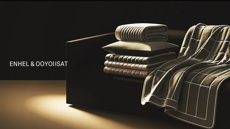 Illustration de campagne : textiles de maison dans un intérieur sombre et sobre